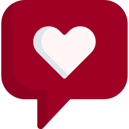 love (1) White heart in a red speech bubble